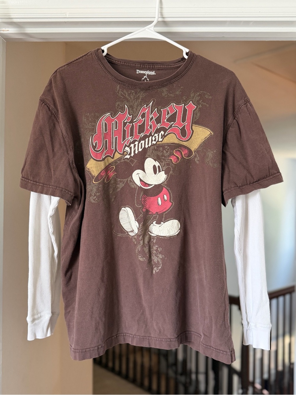 Disneyland Mickey Mouse Y2K Layered Graphic Tee Brown L